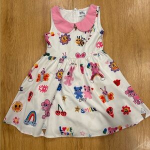 Lola + The Boys doodle Art Dress with Pink Collar